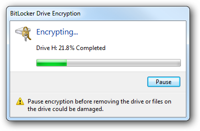 6progress BitLocker in Windows 7