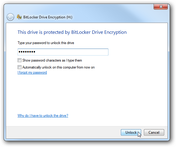 enter BitLocker in Windows 7