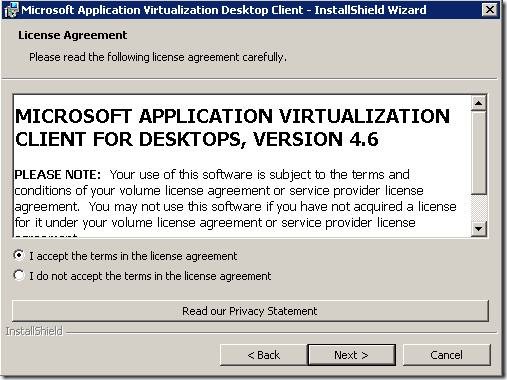 clip image0026 thumb Installation of Microsoft Application Virtualization(4.6) Desktop Client