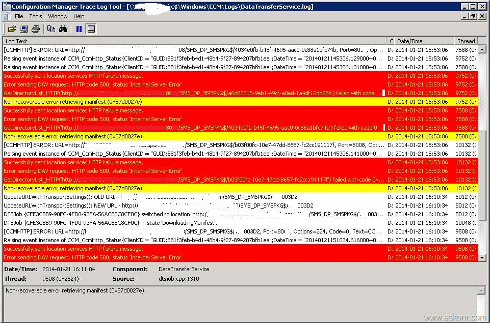 sccm Configmgr 2012 Error sending DAV request HTTP Code ...