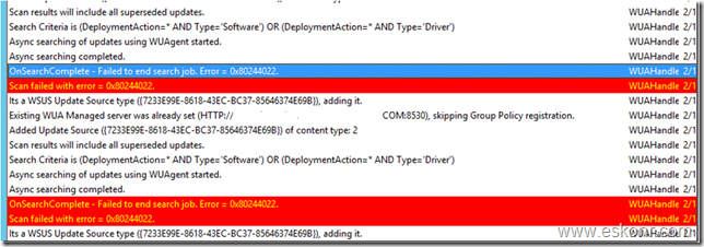 image thumb7 Configmgr: OnSearchComplete   Failed to end search job. Error = 0x80244022 WUAHandler.log